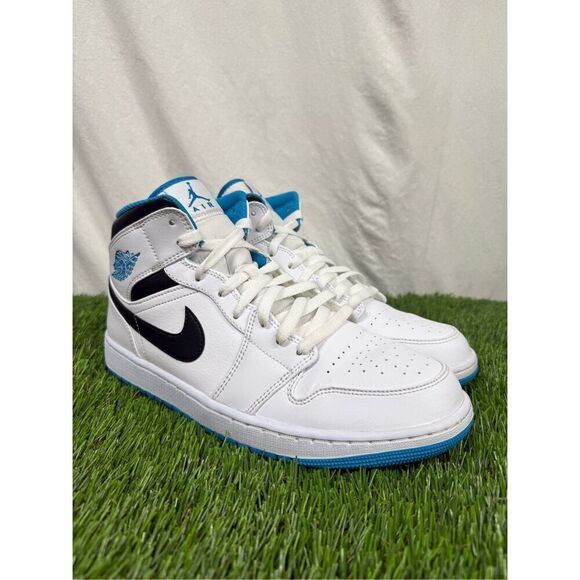 Size 12 OG ALL VNDS - Air Jordan 1 Mid Laser Blue - Picture 1 of 7